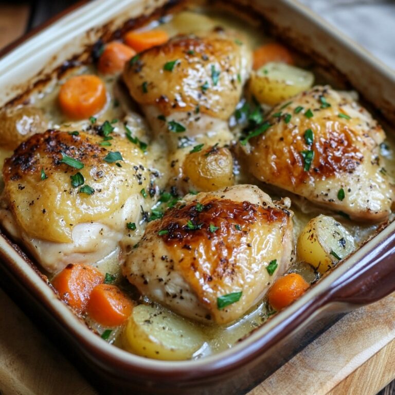 Cocotte de poulet à la française avec cuisses dorées, pommes de terre et carottes mijotées au vin blanc
