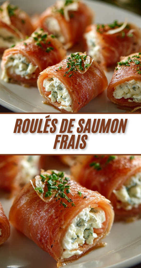 Roulés de saumon fumé garnis de fromage frais à l’aneth servis sur une assiette